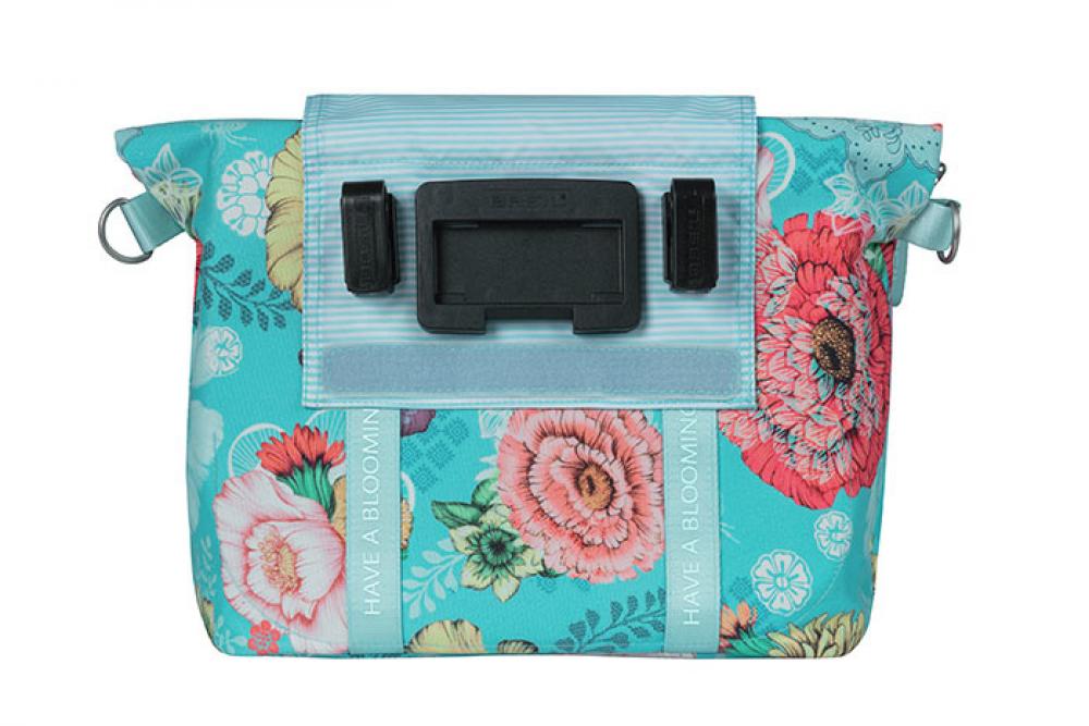Basil Bloom Field Schultertasche Sky Blue - 11 Liter Fahrradtasche für Damen mit KF-HOOK System - Fahrradhandtasche