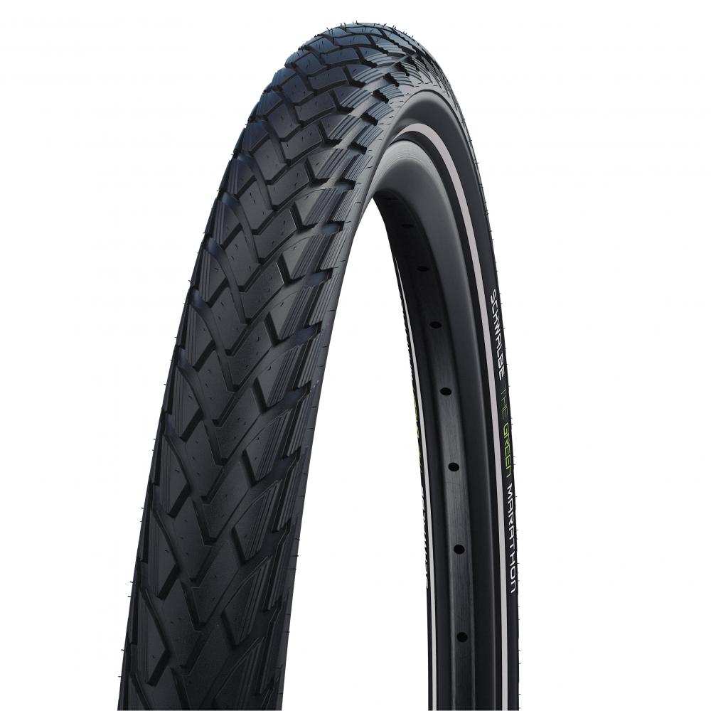 Schwarzer Schwalbe Marathon GreenGuard Fahrradreifen 27,5x1,7 Zoll für City- und E-Bikes, pannensicher.