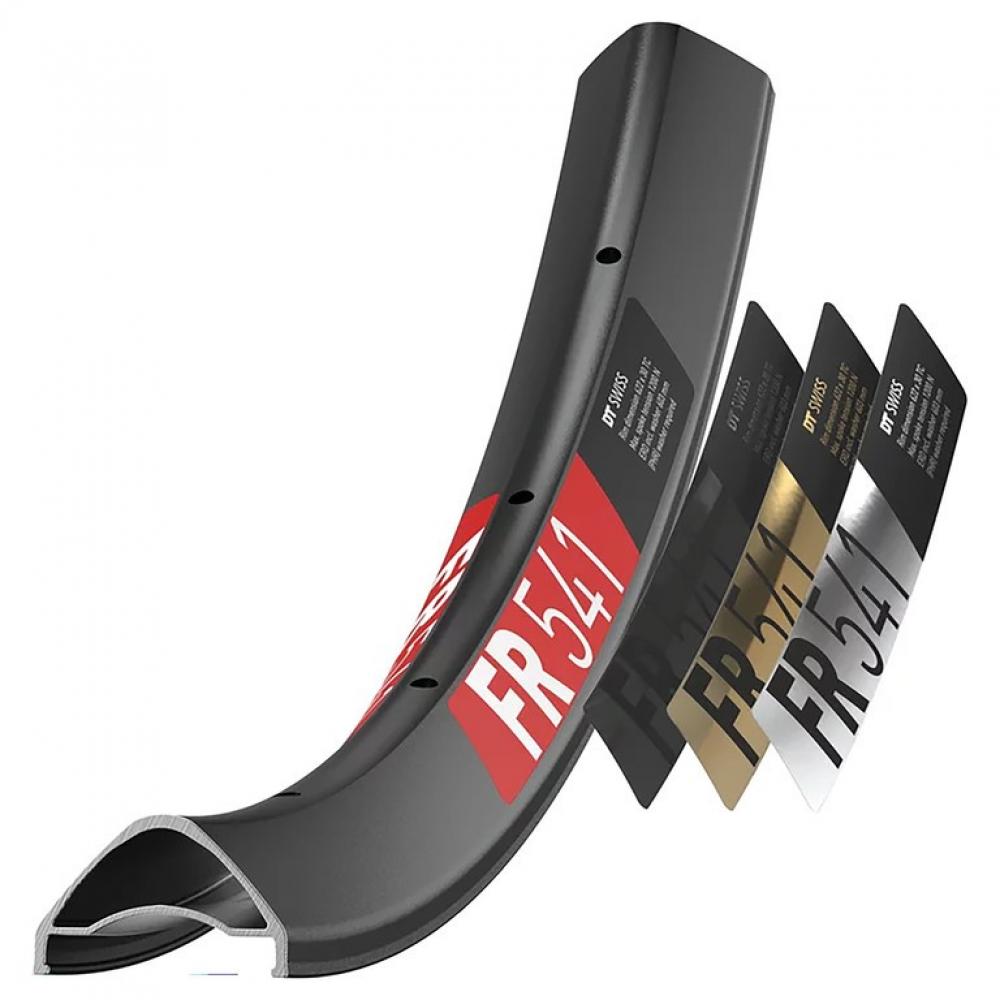 DT Swiss FR 541 29 Zoll Freeride-Felge schwarz mit roten Decals, 28 Loch, robust und schlagfest.
