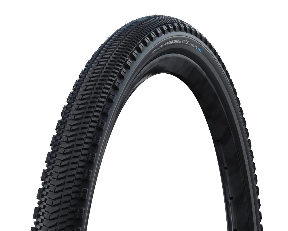 Schwarzer Schwalbe G-ONE Overland 365 Performance Faltreifen mit Profil für Gravel und Straße.