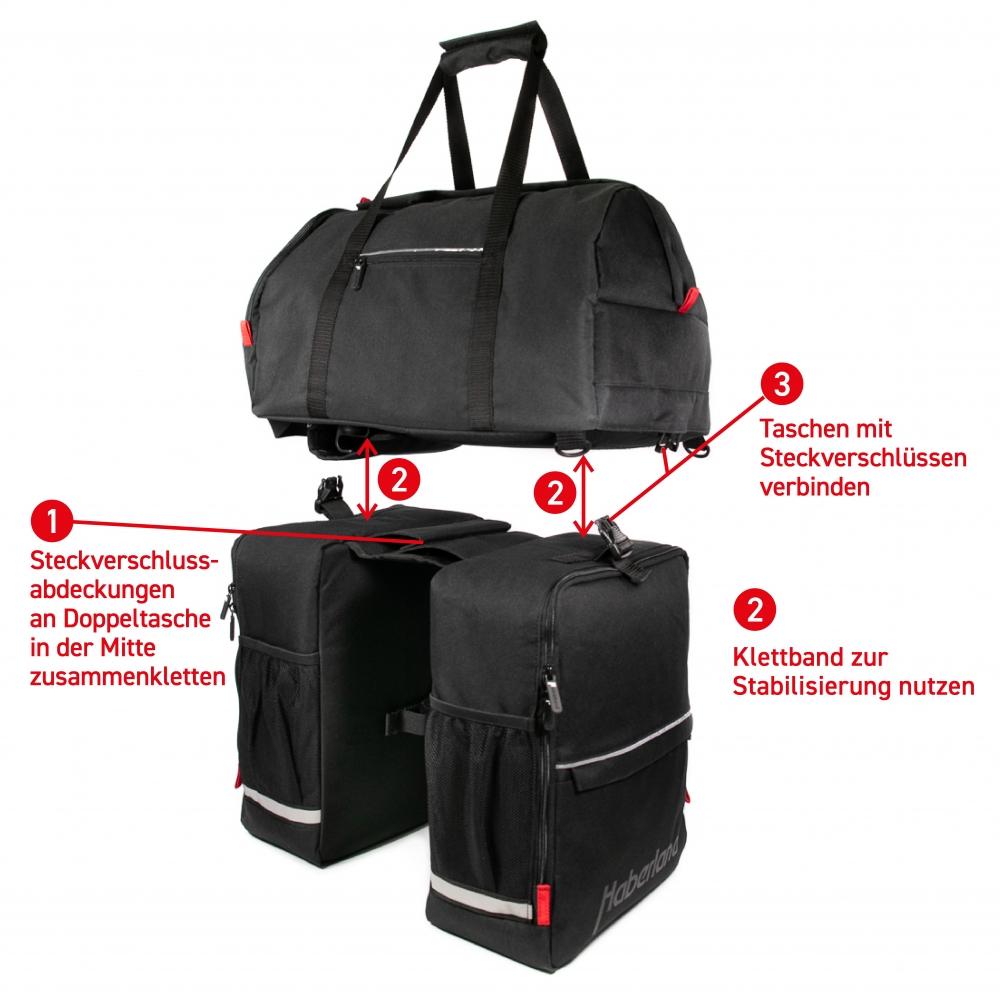 Haberland Komplett-Set 2-tlg. Transporter XXL schwarz - extra viel Stauraum für Touren