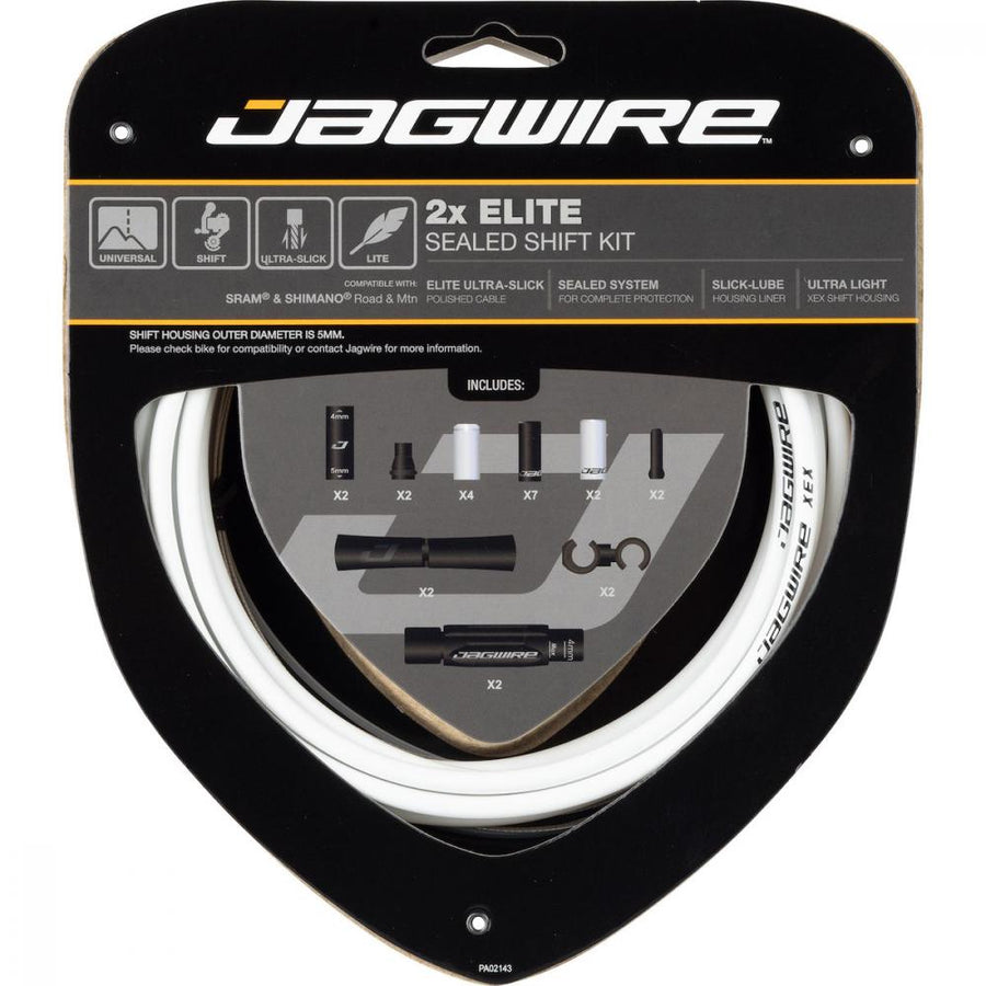 Jagwire Schaltzugset Road & Mountain Elite Sealed 2x Weiß - Durchgängiger Liner, Präzisionsschaltung