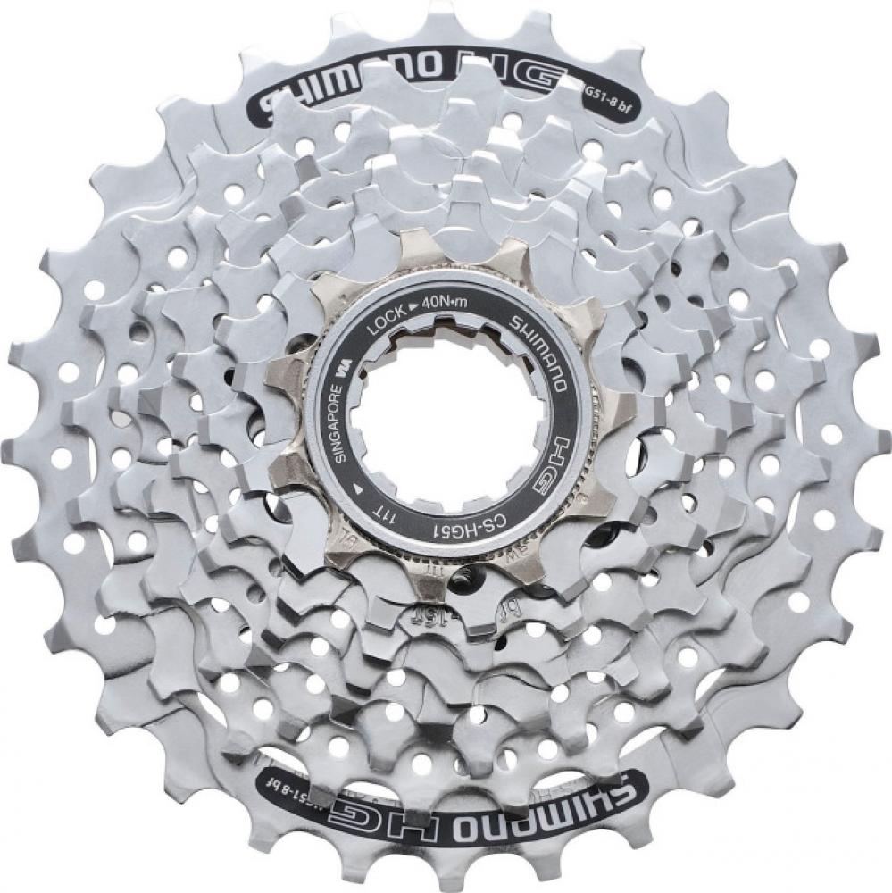 Silberne Shimano Alivio CS-HG51 8-fach Kassette 11-30 Zähne für Trekking und MTB.