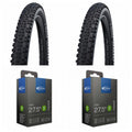 2 Schwalbe Rapid Rob 27,5x2,25" MTB-Reifen mit K-Guard und 2 AV21 Autoventil Schläuche für Cross Country.