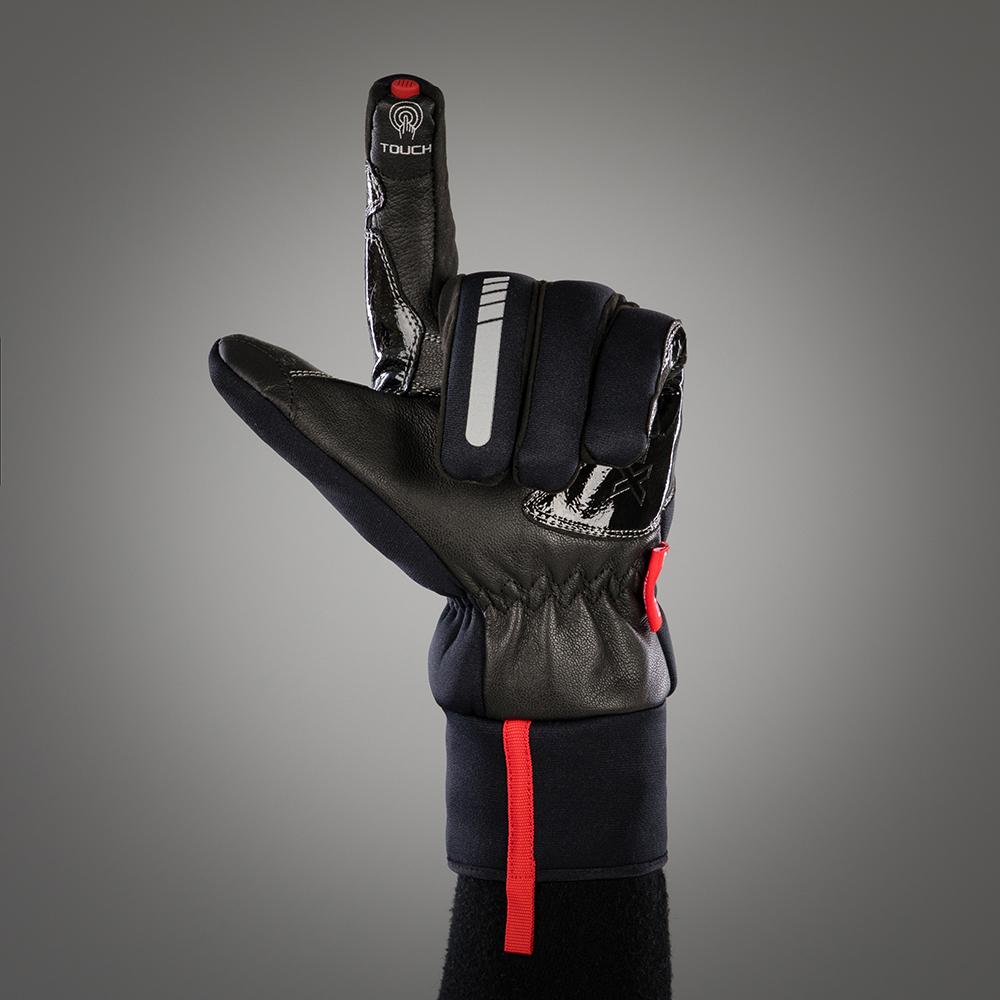 CHIBA Thermo Aktiv - Winter-Radhandschuhe schwarz, winddicht, Touchfinger, Größe L