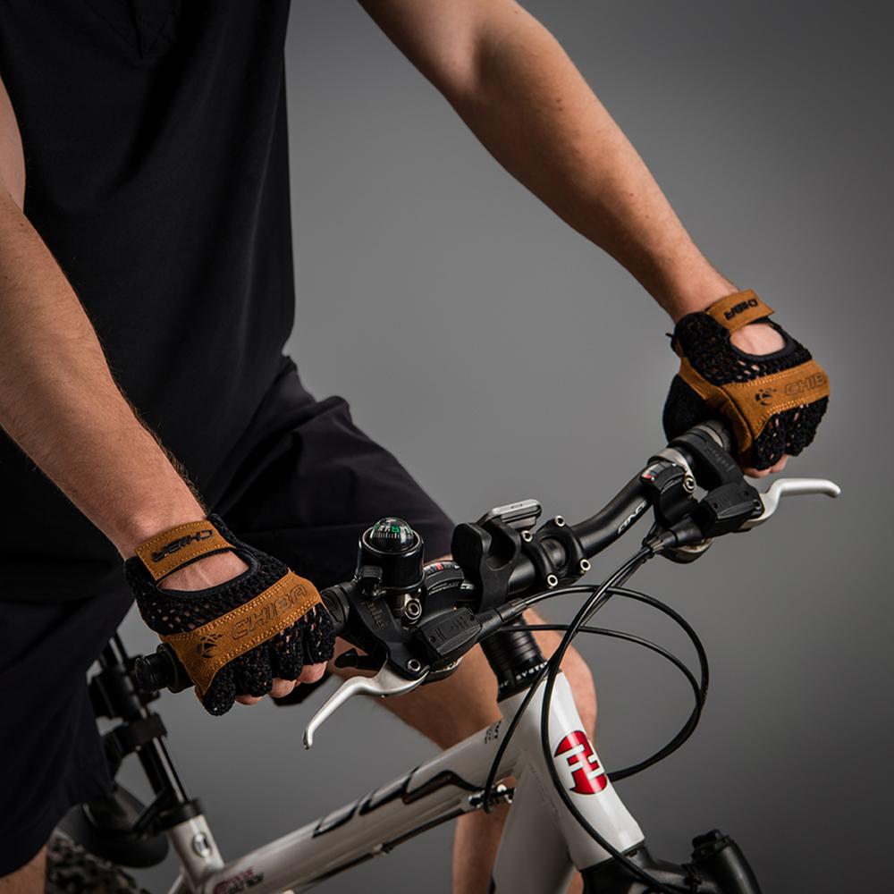 Retro - Radhandschuhe Kurzfinger Schwarz/braun, Größe M, Atmungsaktiv