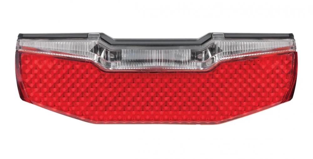 AXA E-Bike-Rücklicht, rot, mit LED-Lichtstreifen und Standlicht für Gepäckträgermontage, StVZO-konform.