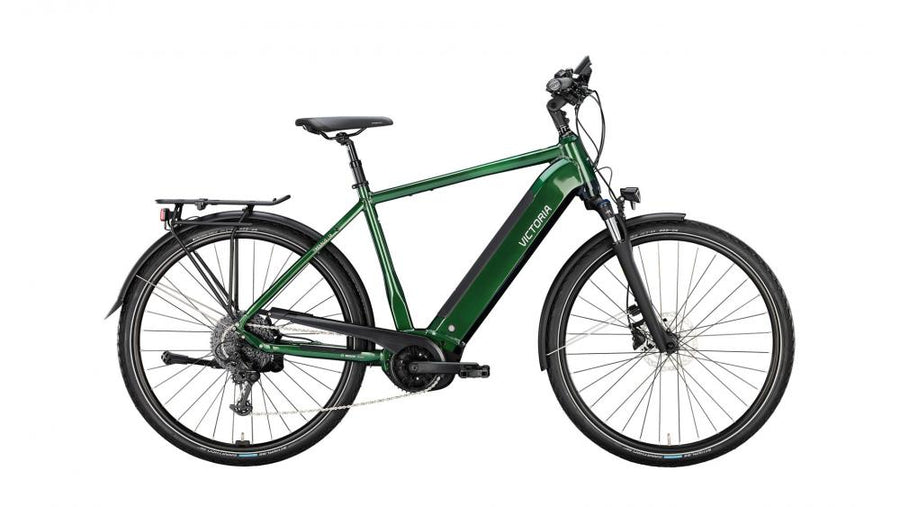 VICTORIA Elektro-Trekkingrad "TRESALO 12" (#1), Diamant, 28", emerald green, 1x9-Gang SHIMANO "Cues", 50cm