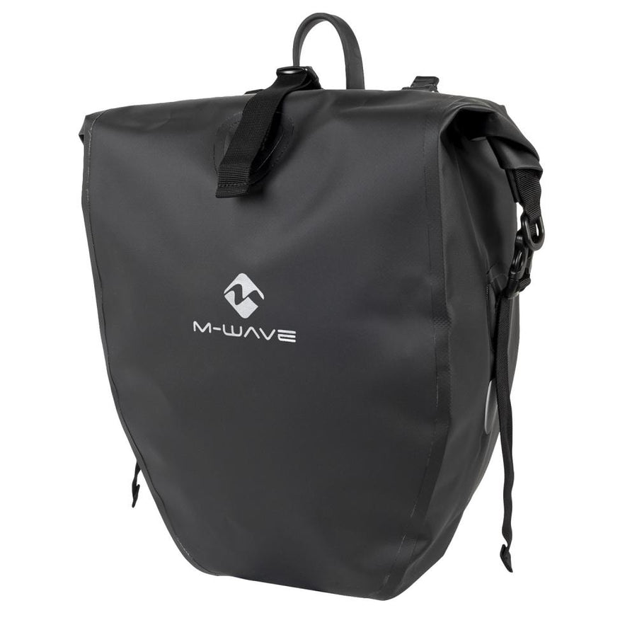 M-WAVE Downtown Single Flex 22 Liter 100 % wasserdicht, Clip-On Gepäckträgertasche, Abnehmbar, Schultergurt - schwarz