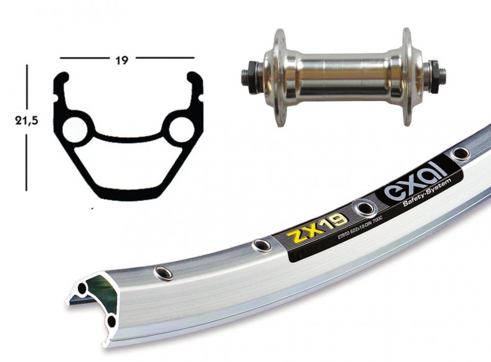 Bike-Parts Laufrad|Vorderrad 28x1.75 Alunabe silber Schnellspanner 36-Loch Exal ZX 19 silber Nirosta-Speichen