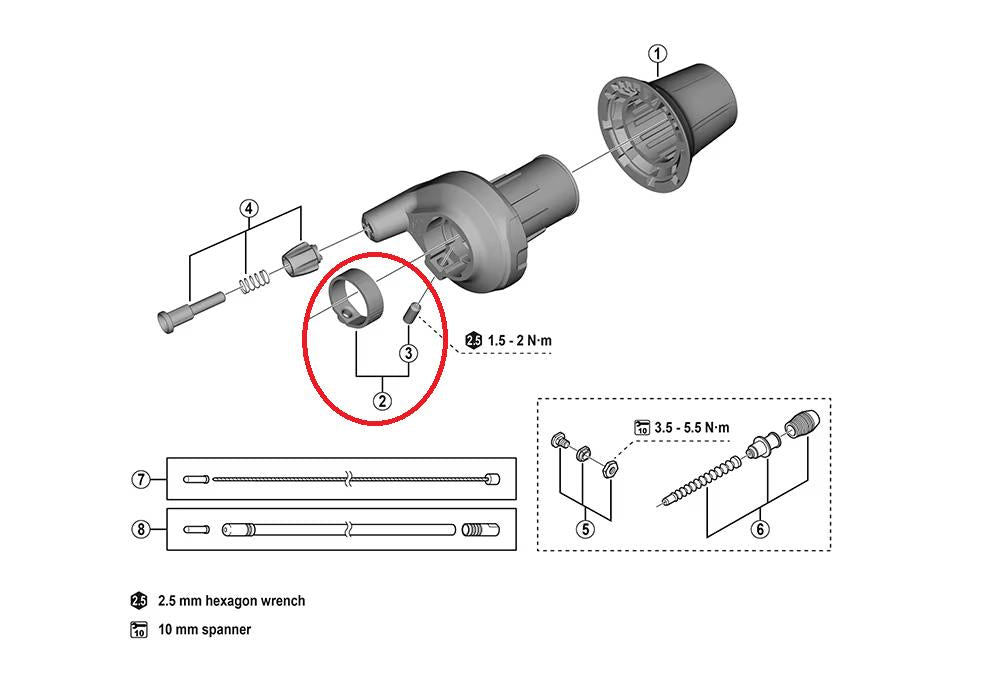 SHIMANO Klemmschelle NEXUS für SL-C6001-8 Ø 22,2 mm - sichere Schalthebelbefestigung