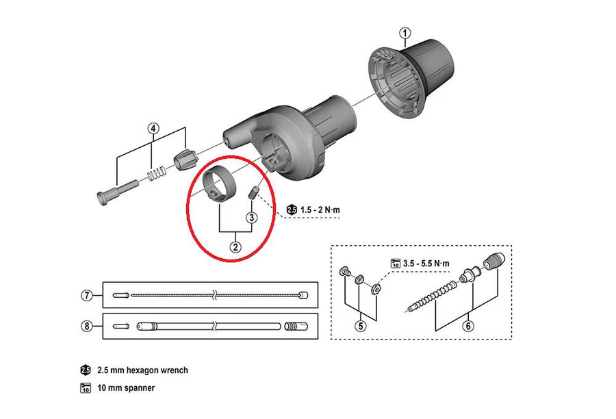 SHIMANO Klemmschelle NEXUS für SL-C6001-8 Ø 22,2 mm - sichere Schalthebelbefestigung