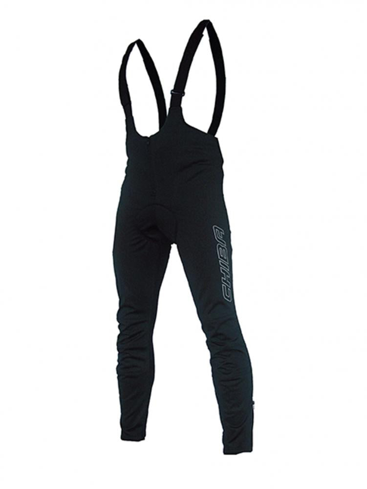 CHIBA Softshell Trägerhose - winddichte Radhose mit Trägern, XS, schwarz
