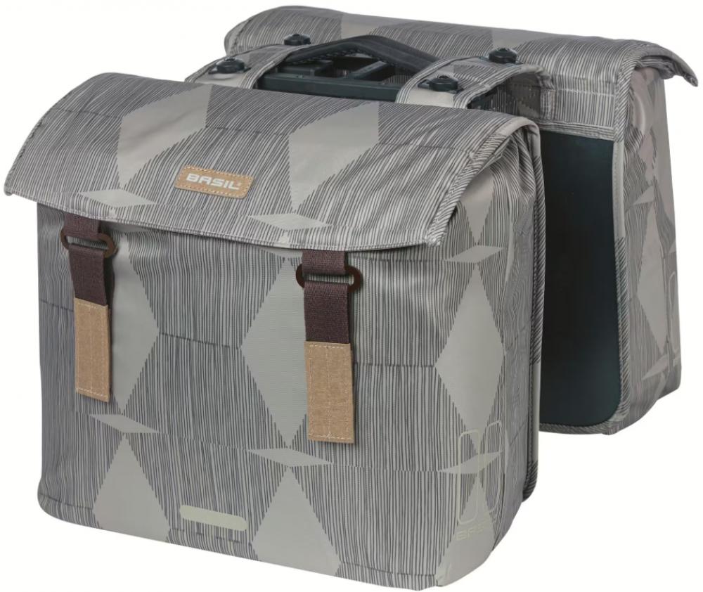 Basil Elegance - Doppeltasche MIK 2.0 49 Liter - recyceltes PET wasserabweisender Faltverschluss voll gefüttert vormontierte MIK-Adapterplatte reflektierend - Doppelpacktasche - Dreifachtasche