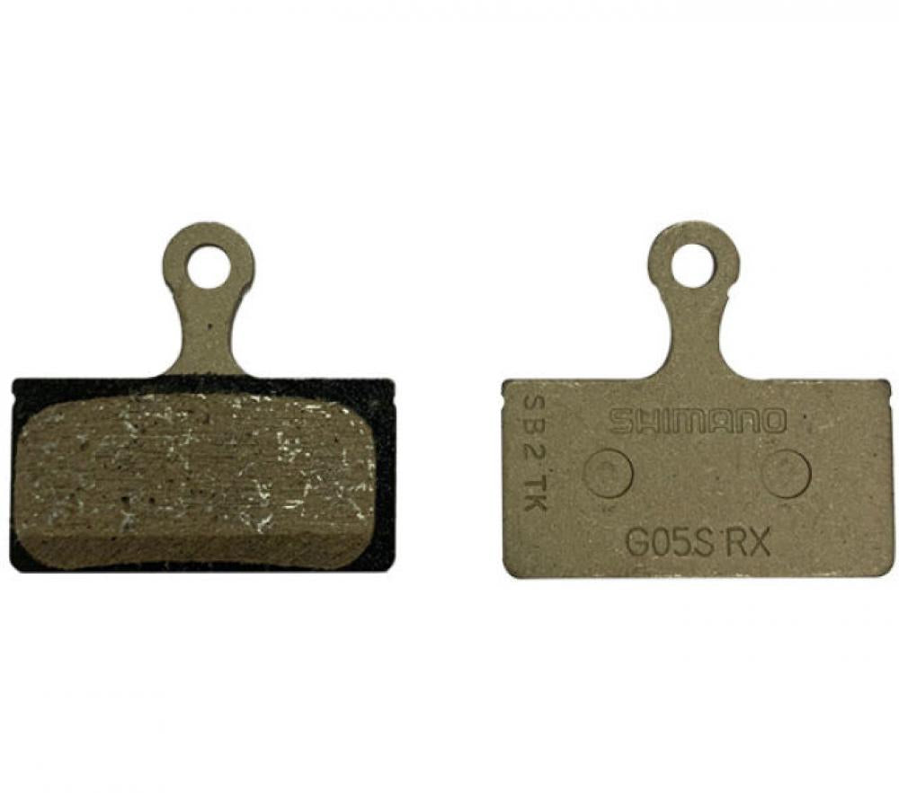 Zwei Shimano G05S-RX Resin Scheibenbremsbeläge für 2-Kolben-Bremsen (XTR/XT/SLX/Deore/Alfine), geräuscharm.