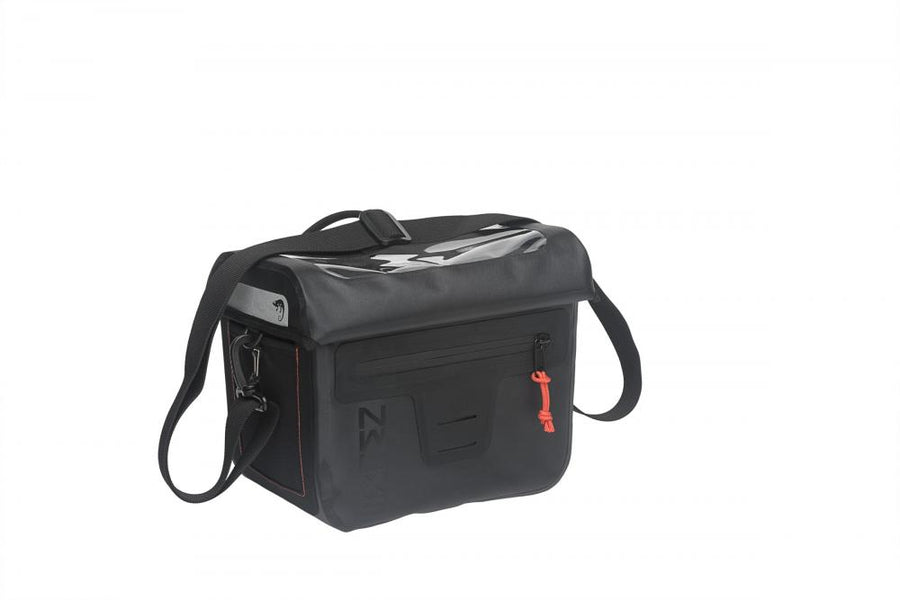 New Looxs Varo schwarze Lenkertasche 9,5l mit Schultergurt und transparentem Deckelfach.