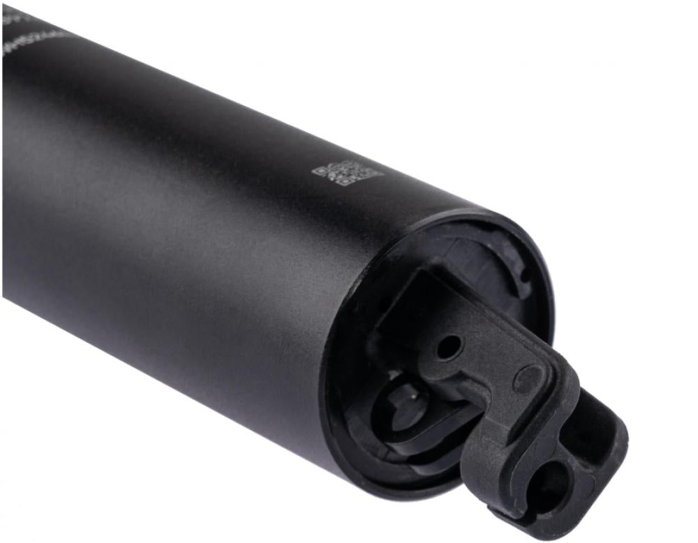 Schwarze ERGOTEC Viper Up & Down Variosattelstütze, Detail der innenliegenden Kabelführung am unteren Ende.