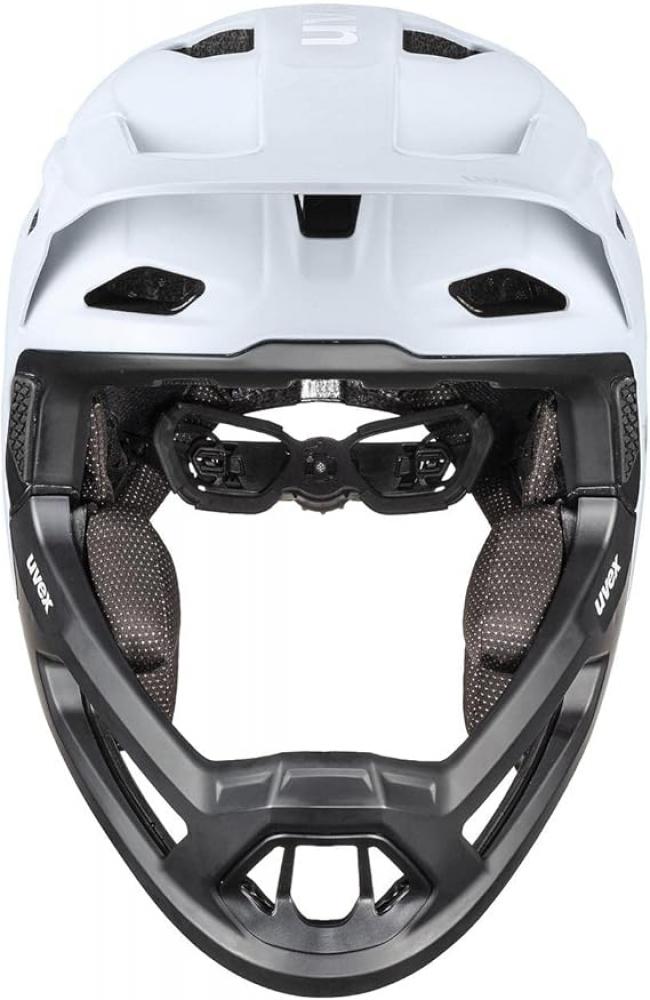 uvex revolt - leichter MTB-Helm - abnehmbarer Kinnschutz - 16 Belüftungen - Monomatic-Verschluss - FlexShield - cloud-black matt - 57-61 cm