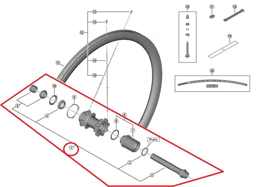 SHIMANO Hohlachse WH-RX570-R 142 mm Komplettkit 142 - zuverlässige Steckachsen-Lösung