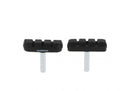 Zwei schwarze Shimano BR-CT91 Cantilever Bremsschuhe für mechanische Felgenbremsen mit silbernen Befestigungsbolzen.