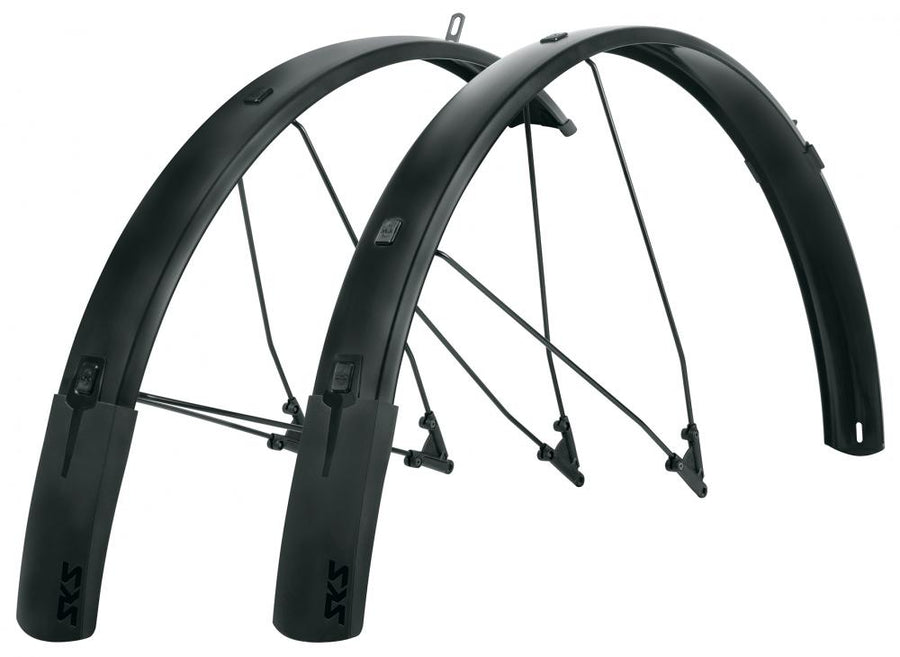 SKS Bluemels Style 28 Schutzblech-Set - 65 mm breit für 27 5-29 Räder schwarz matt flexibler Spoiler ESC-Sicherheitssystem Aluminium-Kunststoff-Sandwichkonstruktion
