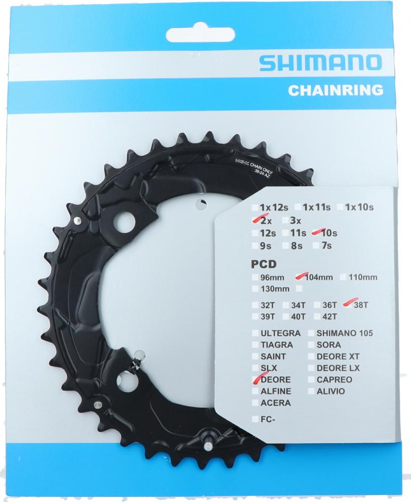 SHIMANO Kettenblatt DEORE FC-M617 38 Zähne - präziser Antrieb für 2x10-fach