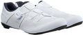 Weiße SHIMANO RC302 Rennradschuhe für Herren/Damen, Größe 39, mit BOA-System und atmungsaktiver Perforation.