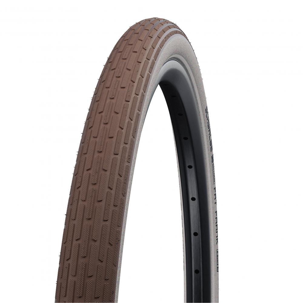 Schwalbe Fat Frank Drahtreifen Active Line in Braun mit Weißwand-Reflex für stylische Urban-Cruiser.