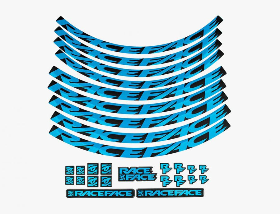 Race Face Laufrad Decal Set, medium, neon blau - stylisches Upgrade für dein Bike
