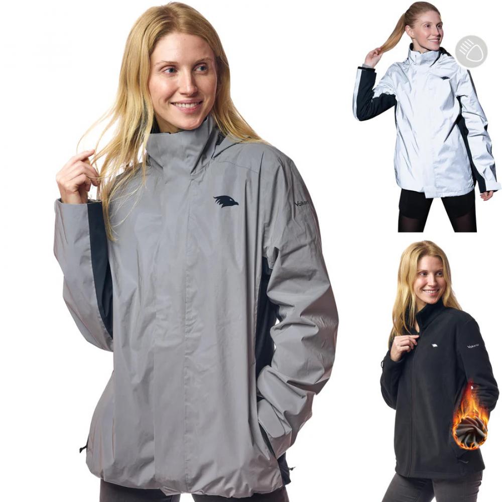Valkental Damenjacke 3in1 Smart Jacket wasserdichte Jacke mit Fleece Zipp-In S grau