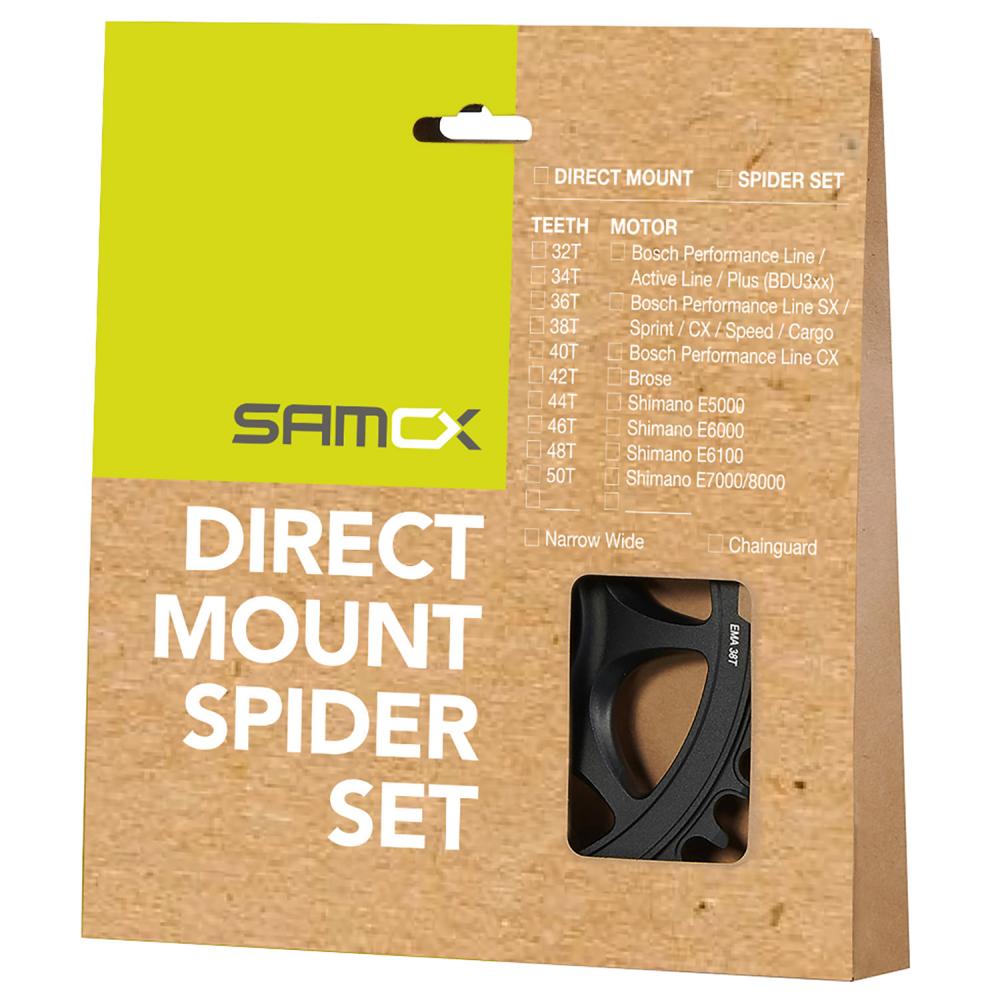 M-Wave E-Bike Direct Mount Kettenblatt 42 Zähne, schwarz, aus Stahl, Kettenlinie 47mm auf Verpackung.