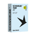 Schwalbe Schlauch AV11 für 26 Zoll Reifen mit 40 mm Autoventil in hellblauer Originalverpackung.