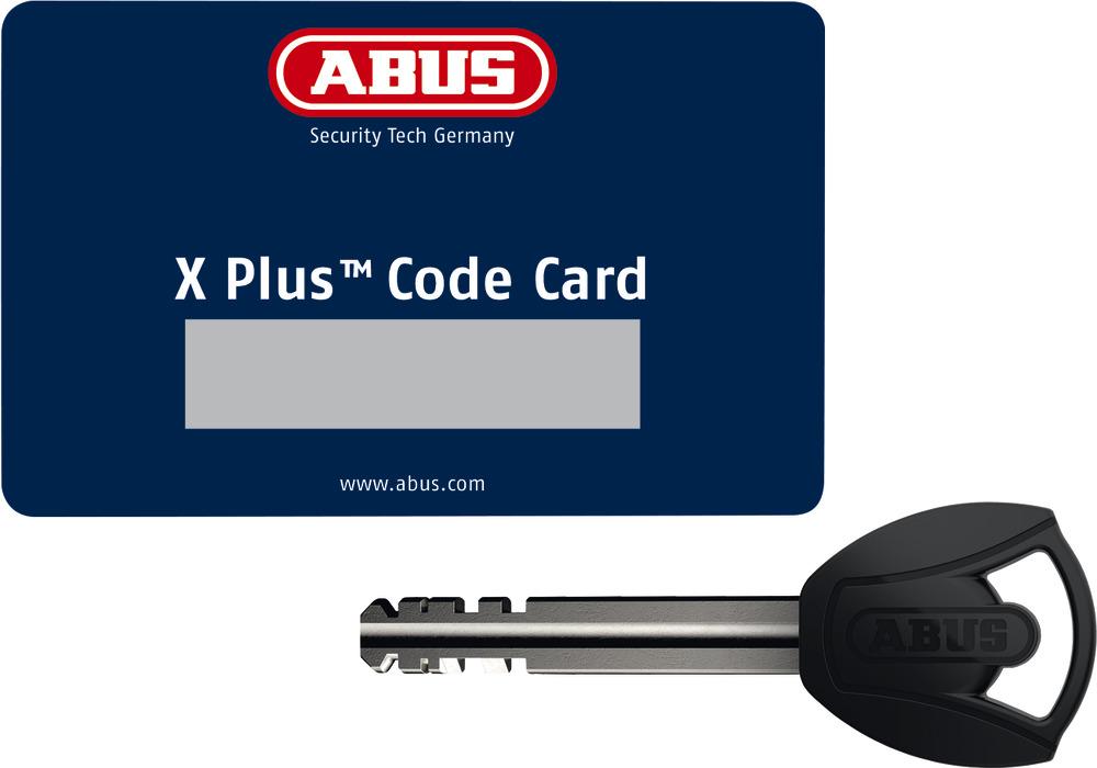 Abus X Plus Code Card und Schlüssel für das Abus GRANIT Extreme 59 Bügelschloss, schwarz.