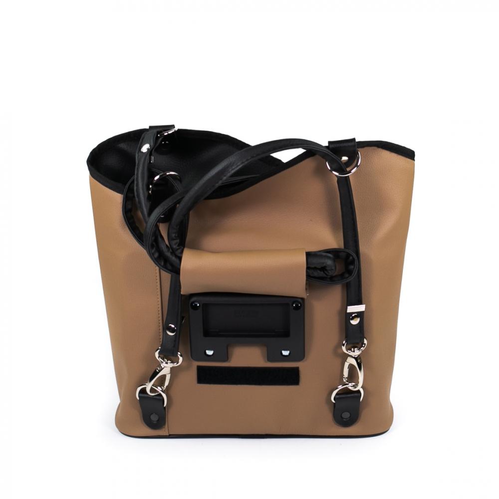Haberland Lenkertasche Melanie hellbraun/schwarz beige - flexible Rucksack-Lenkerlösung