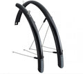 Merida Schutzblech-Set Universal 28" 50mm schwarz mit Pop-Off Sicherheitssystem auf weißem Hintergrund.