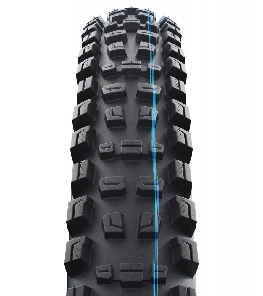 Schwalbe Romy HS646 Radial 29x2.50 schwarzer MTB E-MTB Reifen mit Trail Pro MID Profil und blauem Streifen