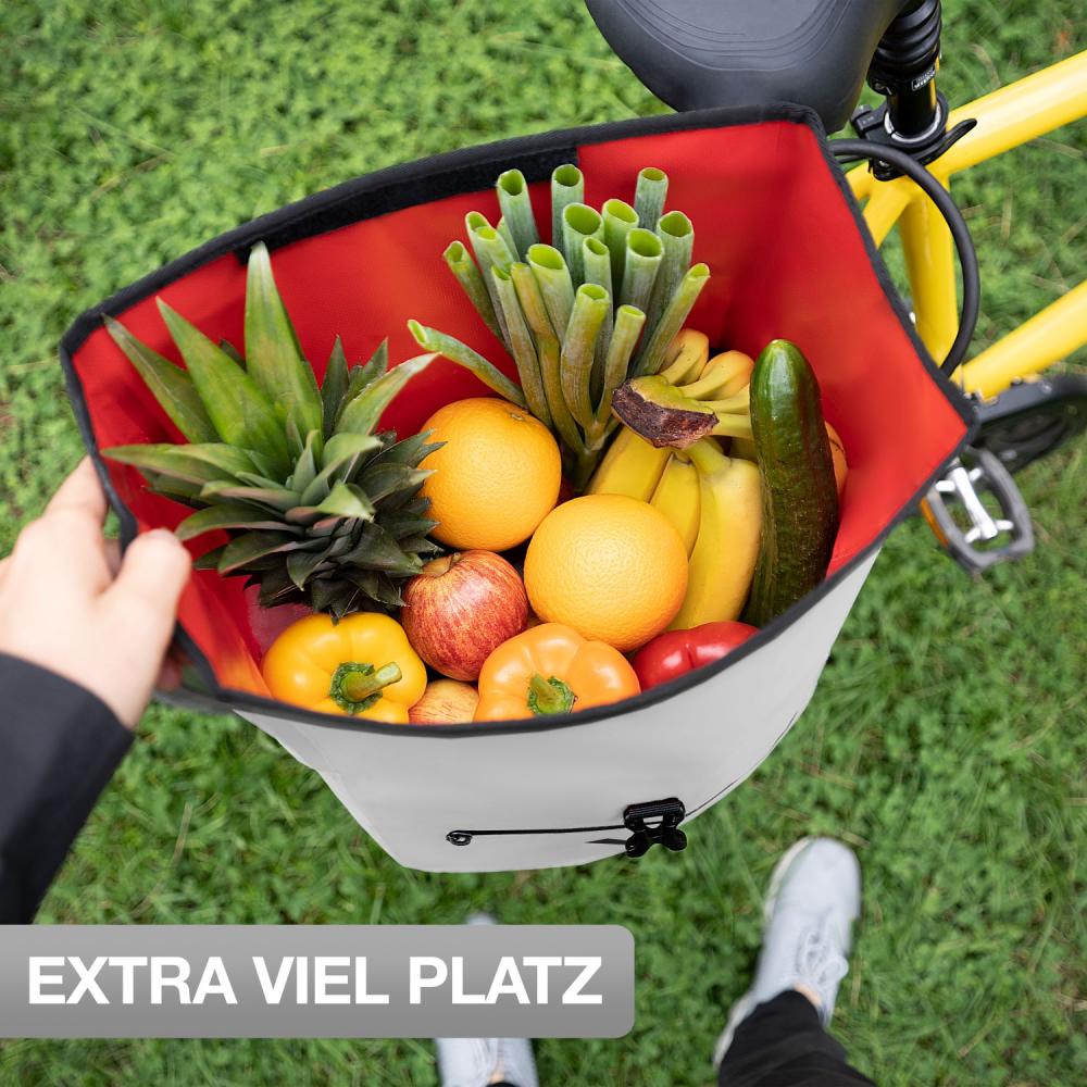 Valkental ValkBasic 28L wasserdichte Fahrrad-Gepäckträgertasche mit Reflektoren, 62x32x17 cm, 950g, Grau, 22-28L Volumen, inkl. Schulterriemen