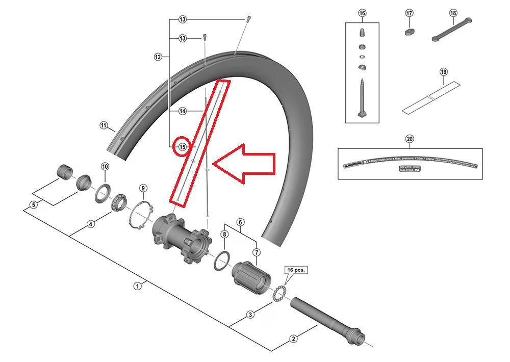 Speiche Wh-r8170 Hr Links - Hinterrad, Disc, Road