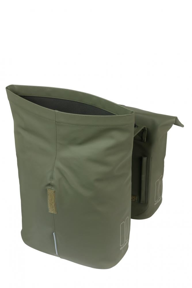 Basil City Double Pannier Bag MIK 2.0 - 28-32 Liter Doppeltasche - Doppelpacktasche - veganes Leder wasserfester Rollverschluss inkl. MIK Adapterplatte