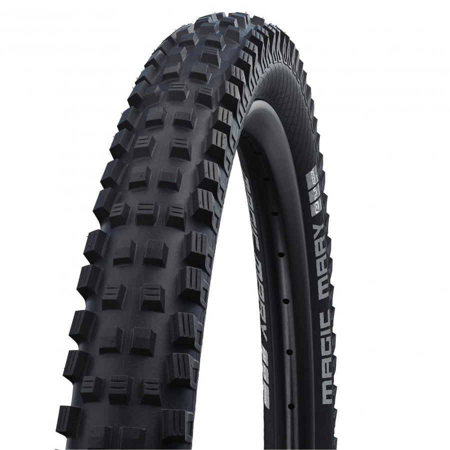 Schwarzer Schwalbe Magic Mary Performance Line Mountainbike Faltreifen mit aggressivem Profil für maximalen Grip im Gravity-E