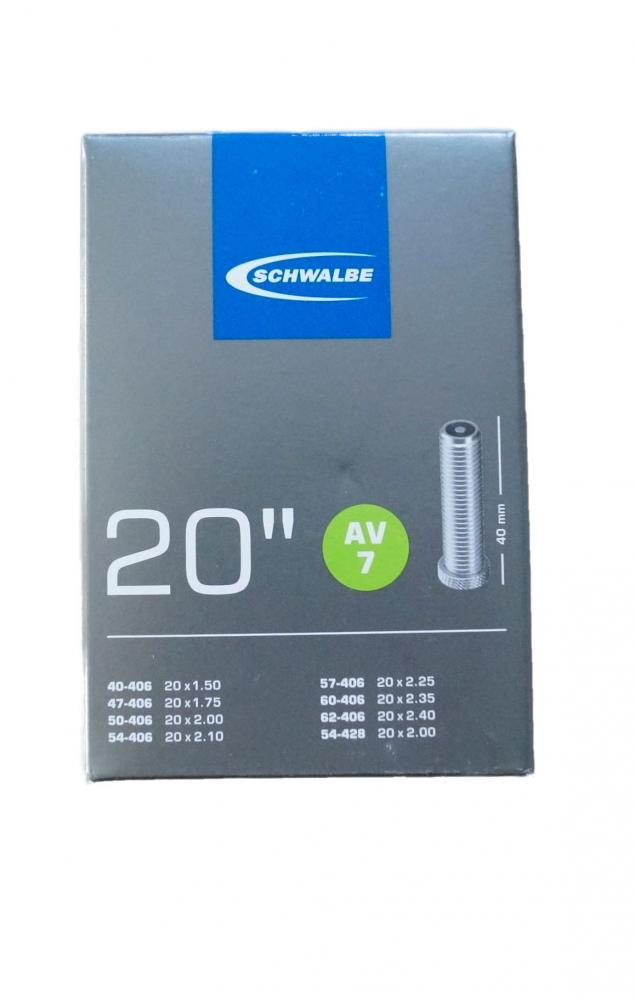 Schwalbe Fahrrad-Set: Schlauch AV7 20 Zoll (40mm Ventil) Box, plus Reifenheber & Easy Fit für 20-Zoll-Reifen.