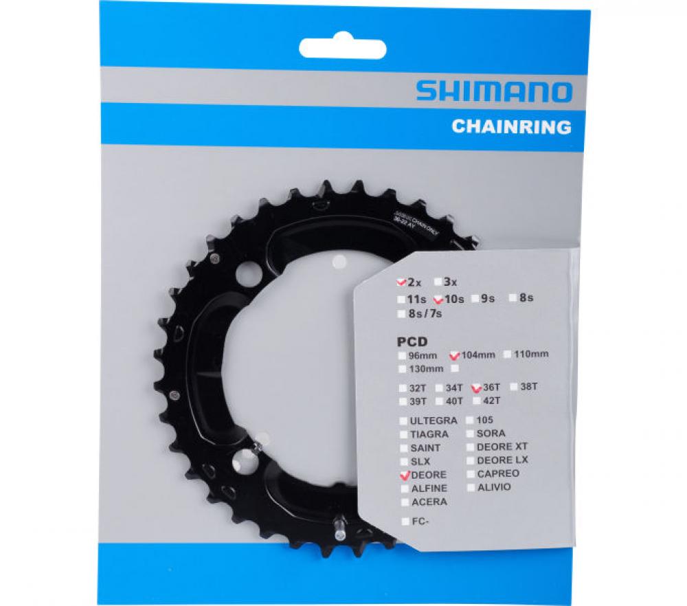Shimano Deore Kettenblatt FC-M617 mit 36 Zähnen für 2x10-fach Antriebe in der Originalverpackung.