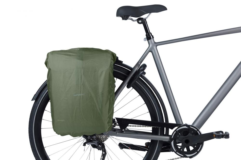 Basil Move Doppelpacktasche MIK 30 Liter - schwarz, wasserabweisend, inkl. Regenhülle, mit MIK-Adapterplatte