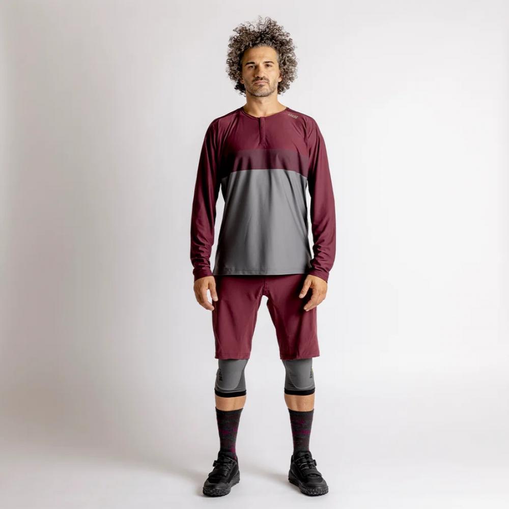 IXS Sports Division iXS Flow XTG Long Sleeve Henley L Graphite/Raisin - atmungsaktives Bike-Langarmshirt