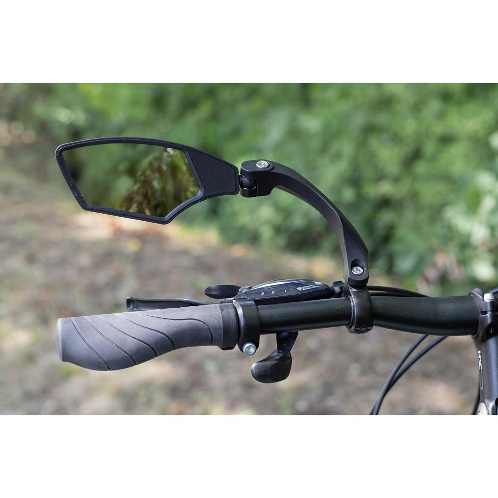 M-Wave Spy Space Fahrradspiegel links am Lenker montiert, 3D-verstellbar, Echtglas, schwarz, E-Bike geeignet.