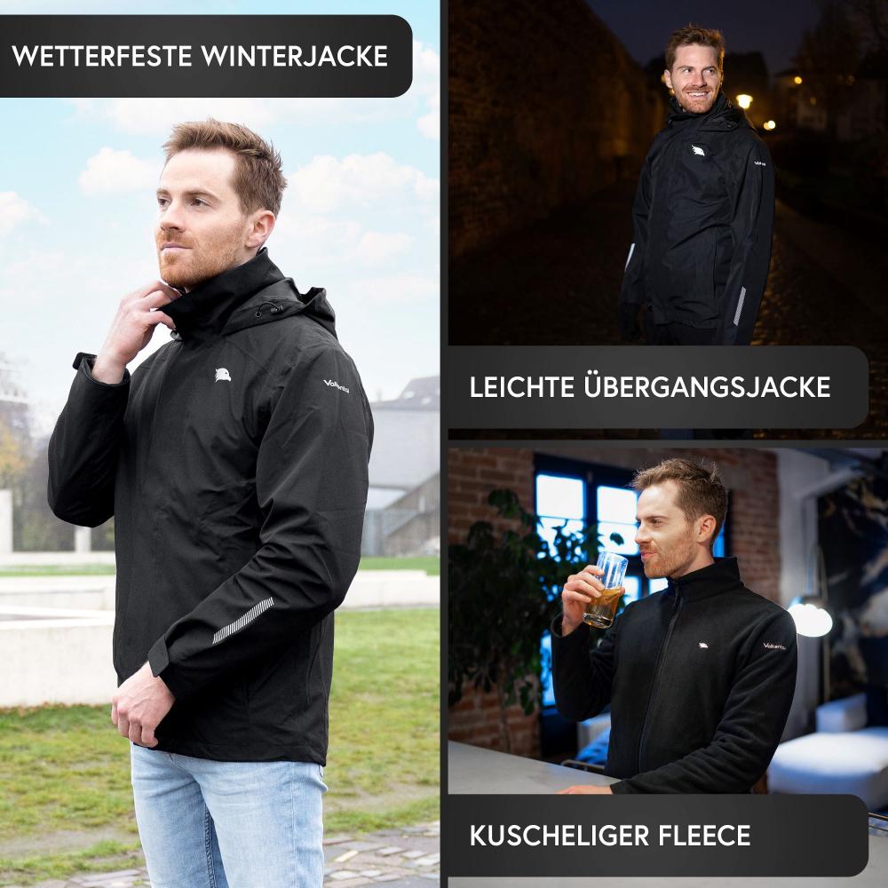 Valkental Jacke 3in1 Smart Jacket wasserdichte Jacke mit Fleece Zipp-In Herren L schwarz