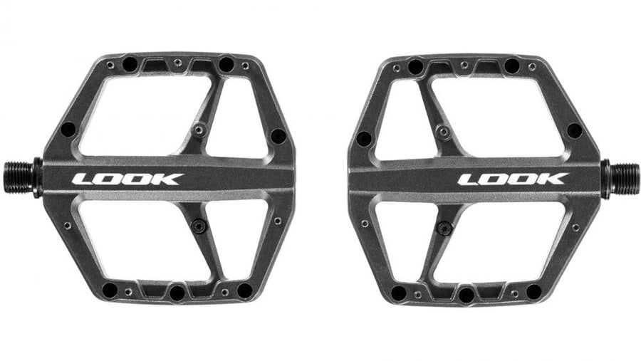 Look Trail Roc 2 Plattformpedal - robustes Flat-Pedal mit 8 austauschbaren Pins, konkave 105 × 106 mm Plattform, 17 mm Höhe, Aluminium/Chromoly+, schwarz