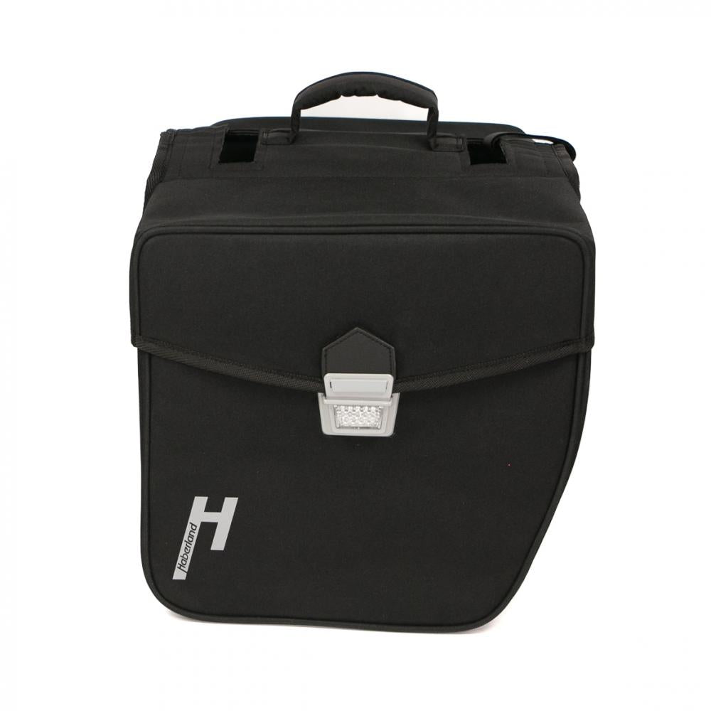 Haberland Doppeltasche 31l Pur schwarz - robuste Gepäckträgertasche mit viel Stauraum
