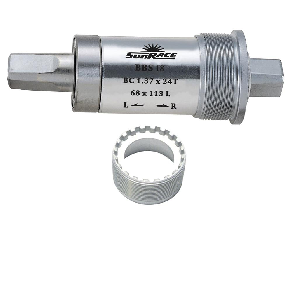 SunRace BBS18 Innenlager 4-Kant 118 mm silber - langlebiges BSA-Tretlager in moderner Ausführung