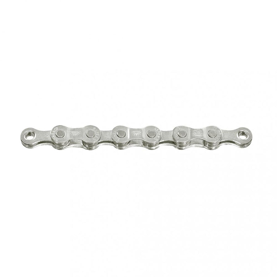 SunRace CNM8E E-Bike Kette, 8-fach, 1/2" x 3/32", 138 Glieder, silber, teflonbeschichtet, chromatisierte Pins, hohe Haltbarkeit, leiser Lauf